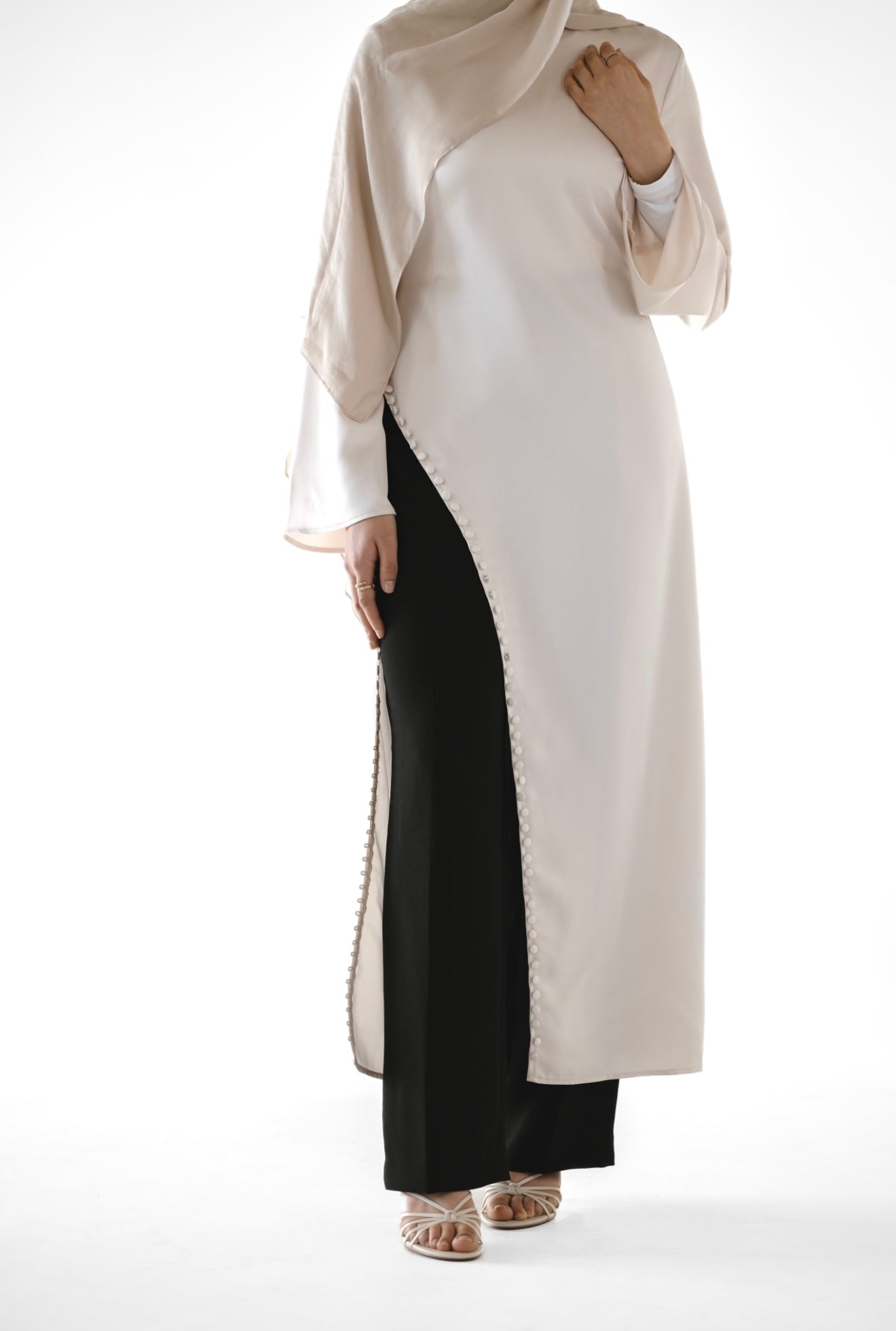 LAYL Asymmetrical Top - Ivory Silk