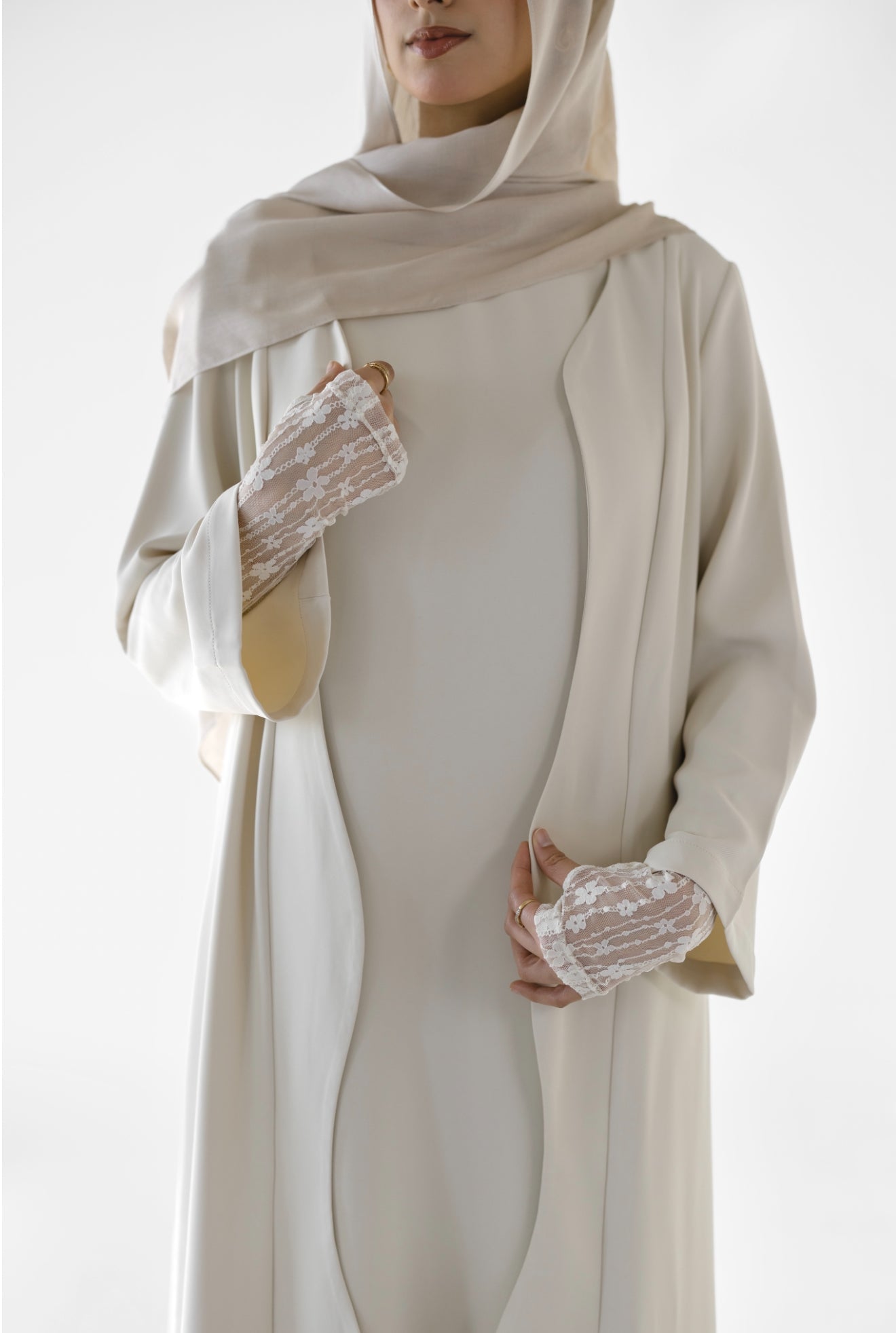 NOOR 2-PCS Abaya Set - Cream